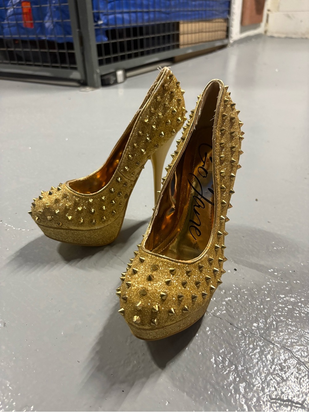 Gold Spike High Heels